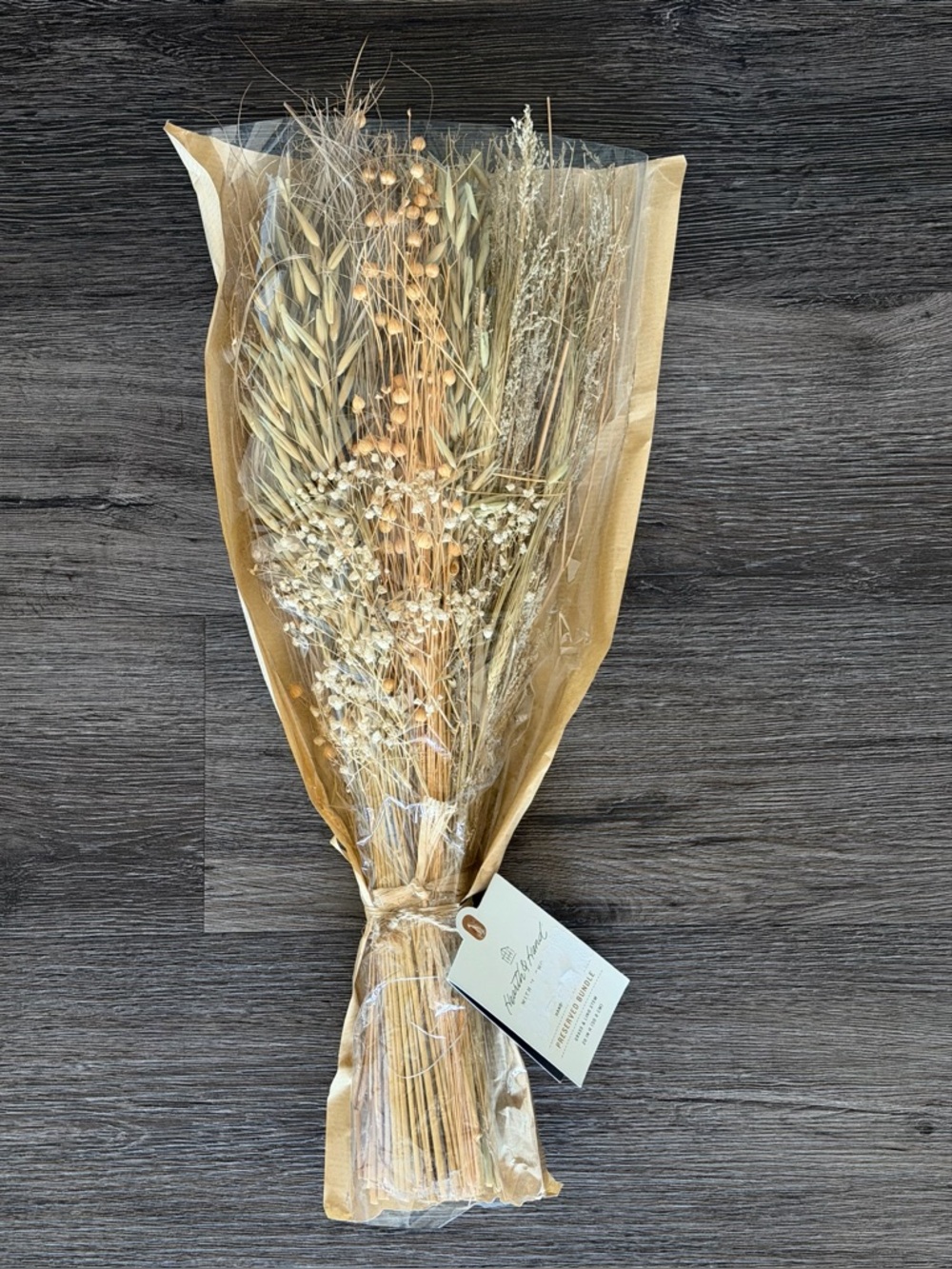 NWT Hearth & Hand Hand Crafted Natural Preserved Dried Grass & Lino Stem Bouquet